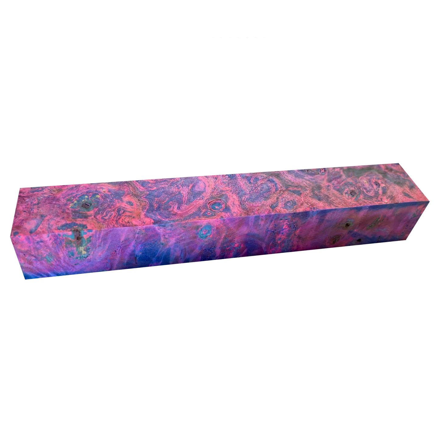 Buckeye Burl | Stabilized & Dyed Pink/Blue
