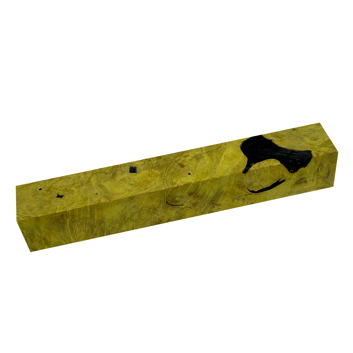 Buckeye Burl | Stabilized & Dyed Yellow ¾"x¾"x5"