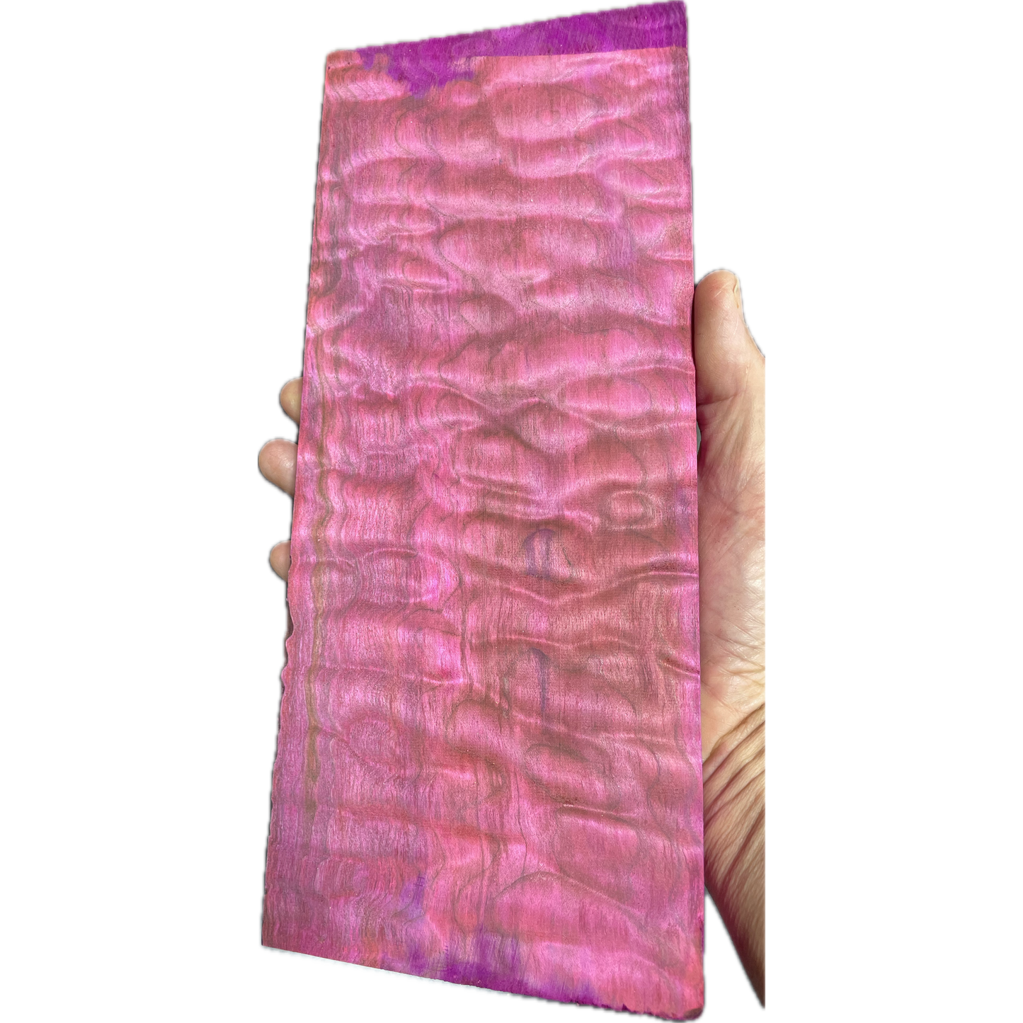 Quilted Maple | Stabilized & Dyed Pink ⅞"x4-⅞"x12"