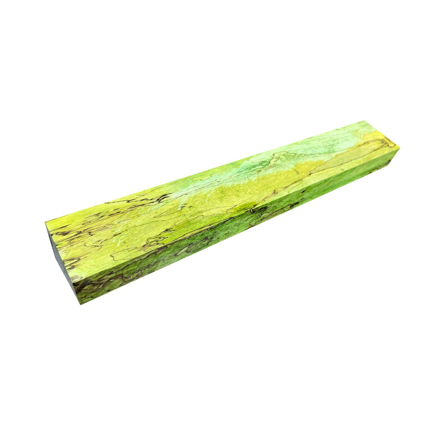 Spalted Tamarind | 1" x 1-¾" x 12" Stabilized & Dyed Lime Green