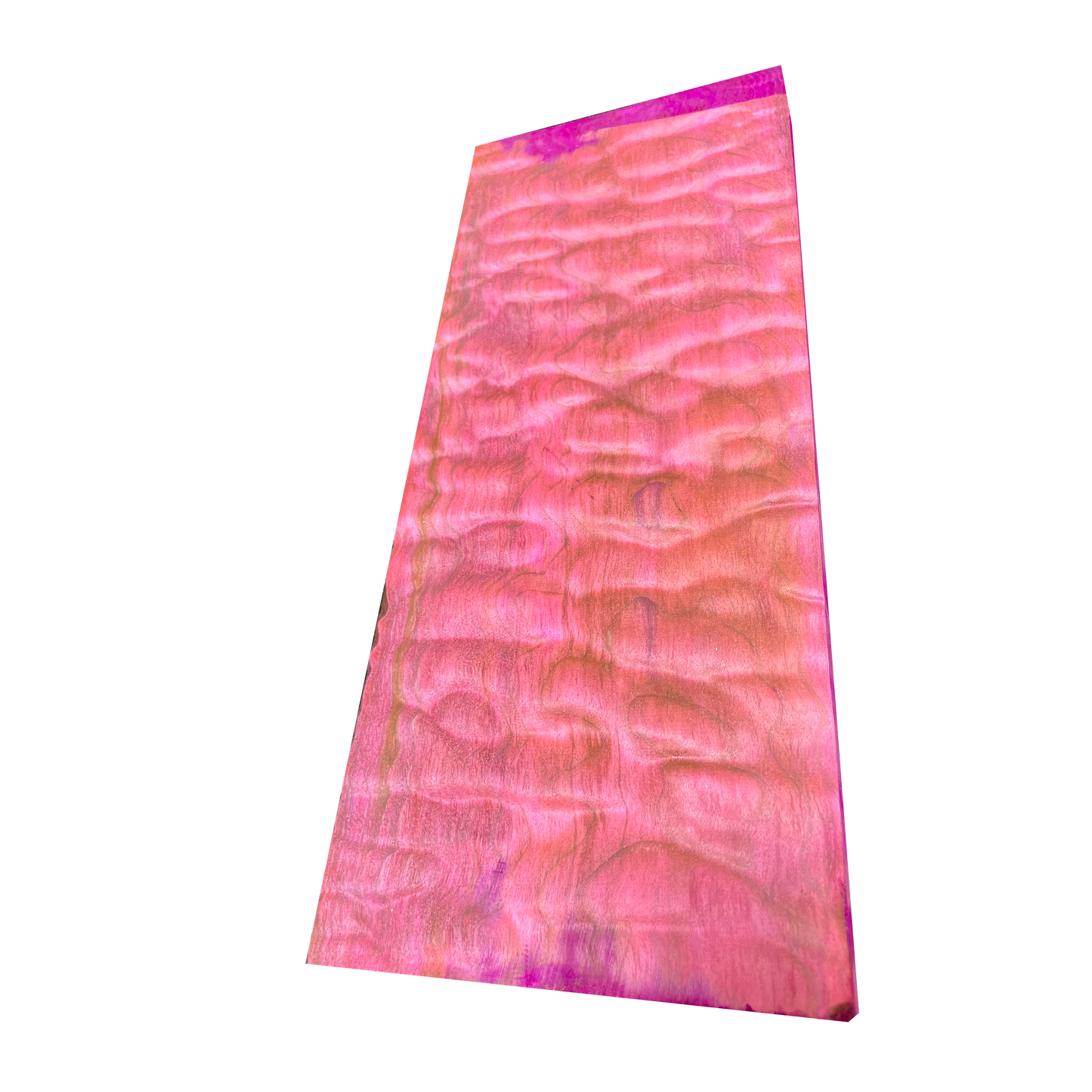 Quilted Maple | Stabilized & Dyed Pink ⅞"x4-⅞"x12"