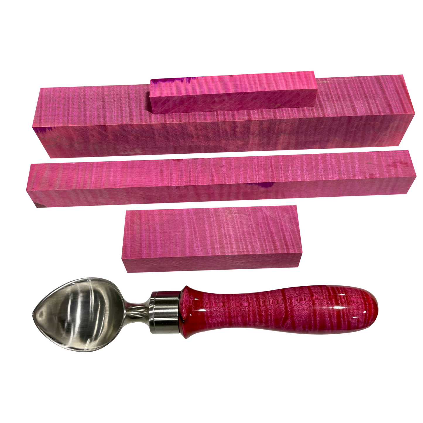Curly Maple | Stabilized & Dyed Pink