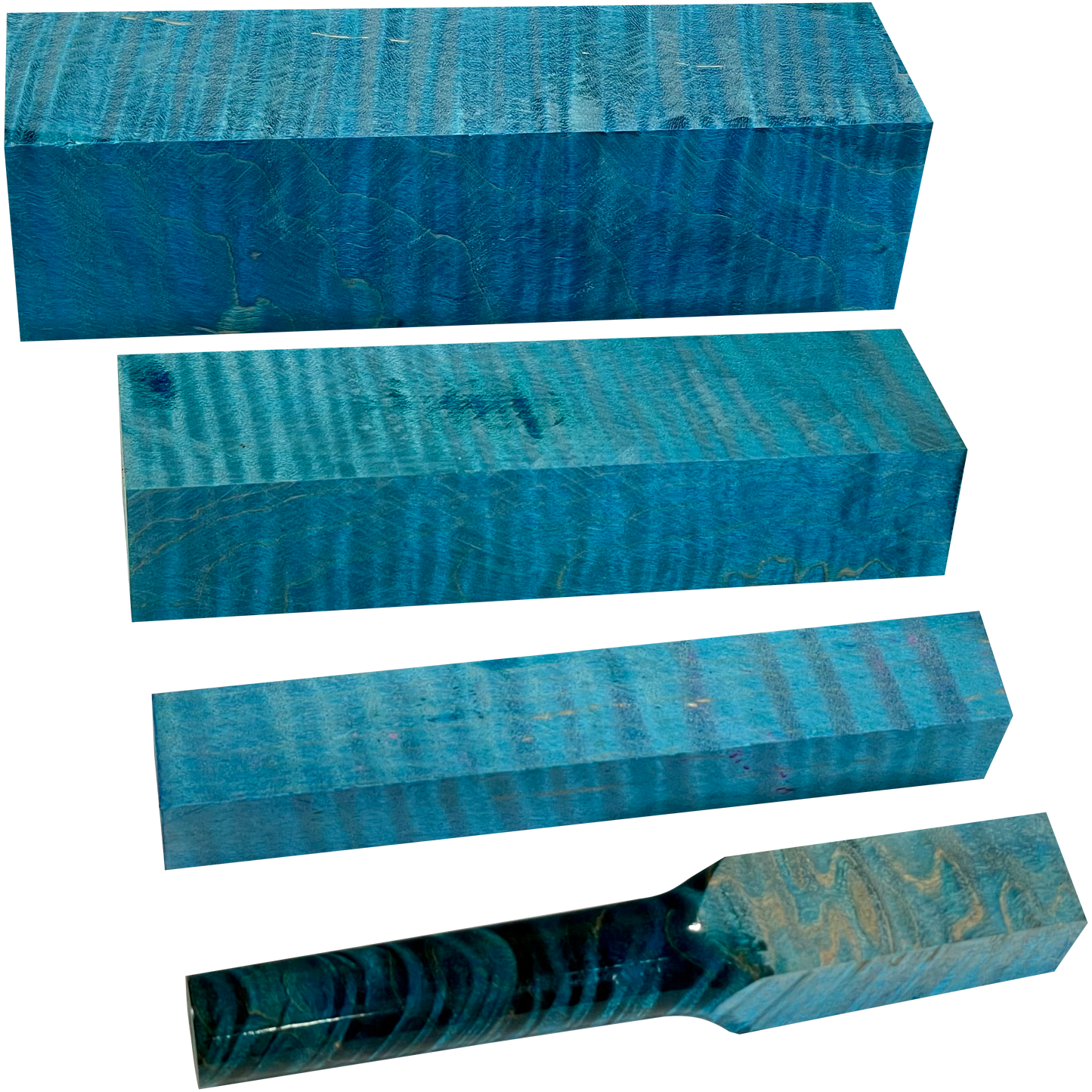 Curly Maple | Stabilized & Dyed Turquoise