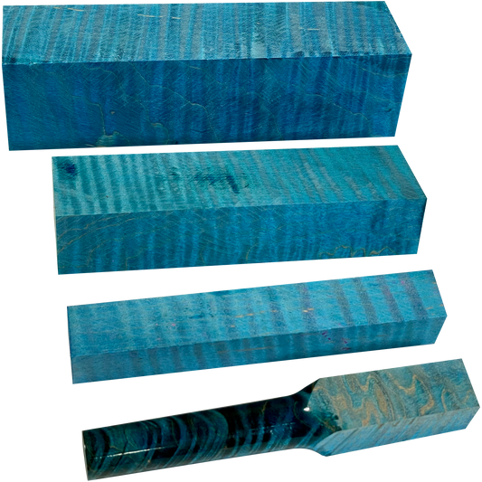 Curly Maple | Stabilized & Dyed Turquoise