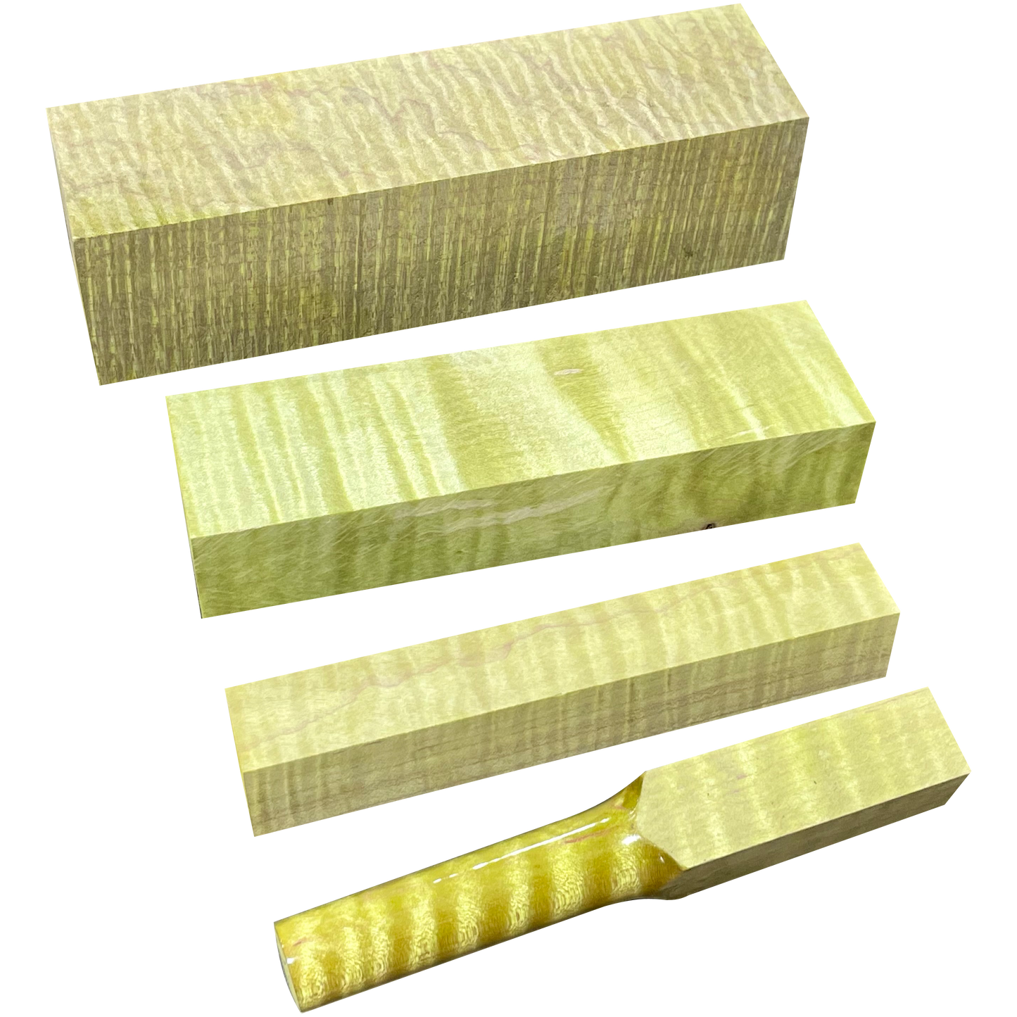 Curly Maple | Stabilized & Dyed Lime Green